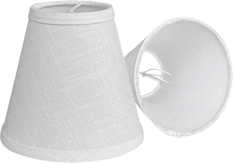 Photo 1 of Double Mini Small White Barrel Lamp Shades Clip On Bulb, TOOTOO STAR Barrel Fabric Lampshade for Table Chandeliers Wall Floor Lamp Replacement, 3x6x5 Inch, Set of 2 (White 2 PCS Pack)