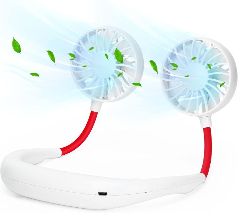 Photo 1 of Neck Fan,Portable Neck Fans Rechargeable Personal Fans For Your Neck Wearable Fan Neck Air Conditioner Cooling Neck Fan With 360 Degree Rotation 2000mAh For Travel Sports Walking And Outdoor Working