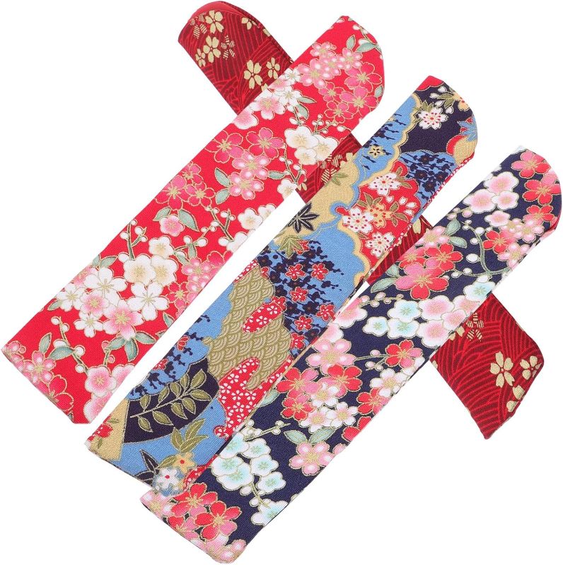 Photo 1 of HOMSFOU 4Pcs Japanese Folding Fan Sleeve Silk Folding Chinese Hand Fan Bag with Tassel Vintage Flower Handheld Fan Carrying Sleeve Cover Pouch Case for Protection