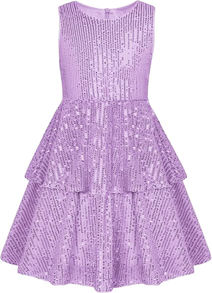 Photo 1 of Danna Belle Girls Sequin Dress Sleeveless Party Birthday Dual-Layer Dresses 6-14