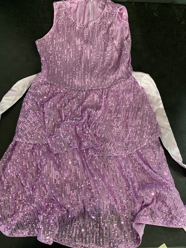 Photo 2 of Danna Belle Girls Sequin Dress Sleeveless Party Birthday Dual-Layer Dresses 6-14