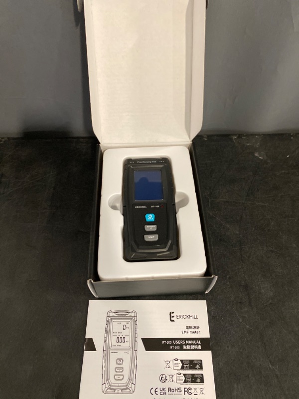 Photo 2 of ERICKHILL EMF Meter, Rechargeable Digital Electromagnetic Field Radiation Detector Hand-held Digital LCD EMF Detector, Great Tester for Home EMF Inspections, Office, Outdoor and Ghost Hunting(Blue)