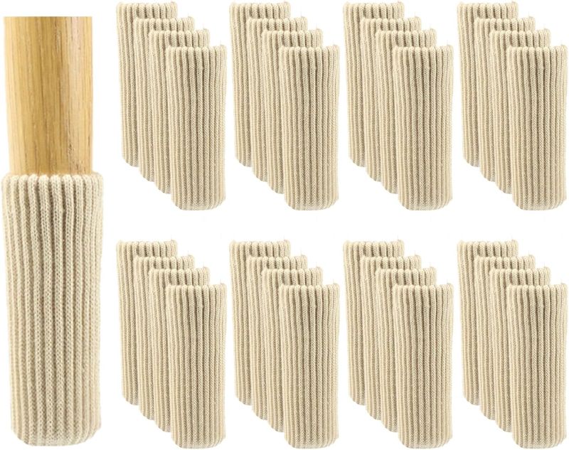 Photo 1 of 32 PCS Knitted Chair Leg Pads, Furniture Leg Protector Socks, High Elastic Floor Protectors Covers, Move Easily and Reduce Noise Caps Set for Furniture, Door Handle-Beige