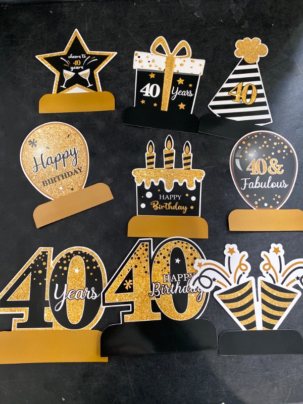 Photo 2 of 9 Pieces 40th Birthday Decoration 40th Birthday Centerpieces for Tables Decorations Cheers to 40 Years Honeycomb Table Topper for Men and Women Forty Years Birthday Party Decoration Supplies(40th)