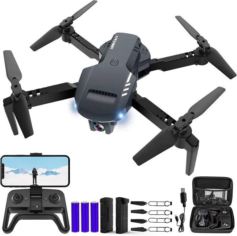 Photo 1 of RADCLO Mini Drone with Camera – 1080P HD FPV Foldable Drone with Carrying Case, 2 Batteries, 90° Adjustable Lens, One Key Take