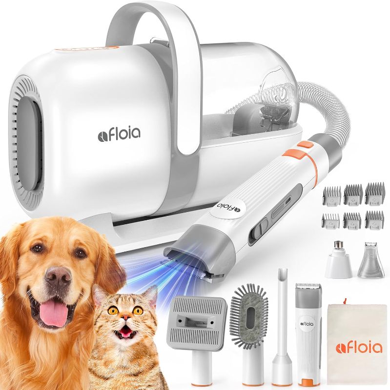 Photo 1 of Afloia Dog Grooming Kit, Pet Grooming Vacuum & Dog Clippers Nail Trimmer Grinder & Dog Brush for Shedding with 6 Pet Grooming Tools, Low Noise Dog Hair Remover Pet Grooming Supplies for Dog Cat