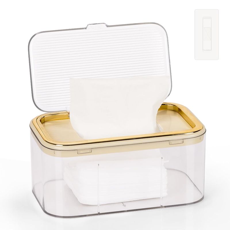 Photo 1 of Baby Wipes Dispenser, Wipe Holder Wipes Container Large Capacity Keep Wipes Fresh & Easy to Open (Gold)