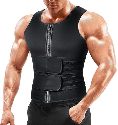 Photo 1 of Sauna Vest Waist Trainer for Men - Mens Sauna Suit Double Sweat Belt Body Shaper for Gym Workout Exercise