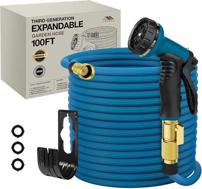 Photo 1 of Garden Hose 100ft, Expandable Garden Hose Leak-Proof with 40 Layers of Innovative Nano Rubber, New Patented Expandable Hose, Lightweight, No-Kink Flexible Water Hose for Yard Outdoor