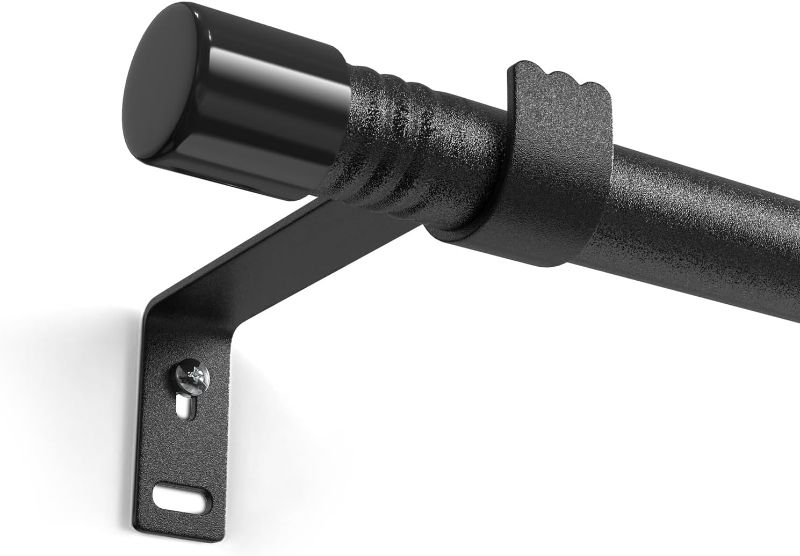 Photo 1 of 5/8 Inch Curtain Rod 17 to 84 Inch, Adjustable Curtain Rod, Curtain Rod Brackets, Black