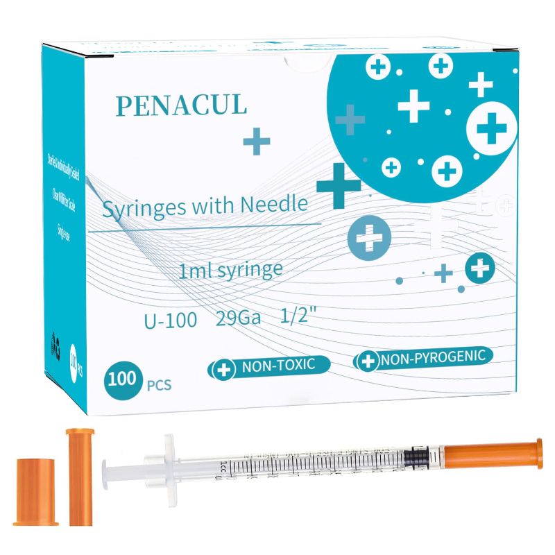 Photo 1 of 1cc Lab Syringes with Needle 29 Gauge 1/2 Inch (12.7mm),Pack of 100