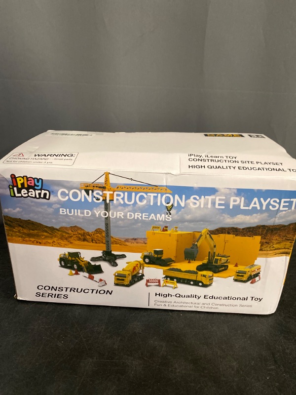 Photo 3 of iPlay, iLearn Construction Site Vehicles Toy Set, Kids Engineering Playset, Tractor, Digger, Crane, Dump Trucks, Excavator, Cement, Steamroller, Birthday Gift for 3 4 5 Year Old Toddlers Boys Children