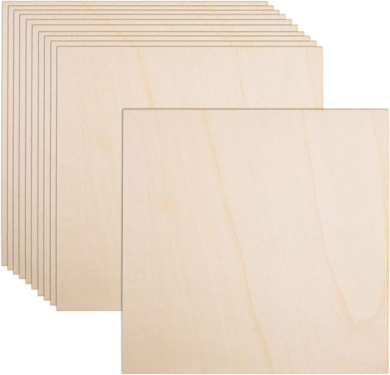 Photo 1 of 24 Pack Basswood Sheets 10 x 10 x 1/8 Inch- 3mm Thick Plywood Sheets Board Thin Unfinished Squares Wood Sheets for DIY Crafts, Laser Projects, Wood Burning, Architectural Models, Staining