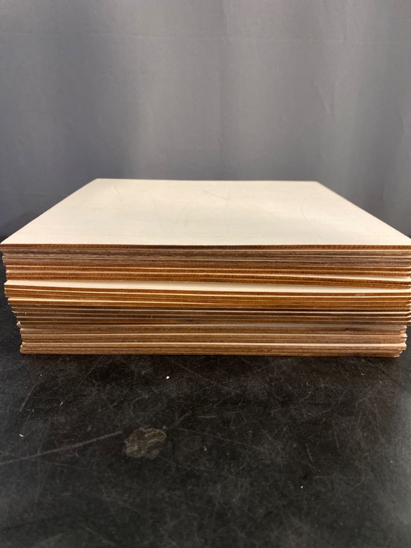 Photo 2 of 24 Pack Basswood Sheets 10 x 10 x 1/8 Inch- 3mm Thick Plywood Sheets Board Thin Unfinished Squares Wood Sheets for DIY Crafts, Laser Projects, Wood Burning, Architectural Models, Staining