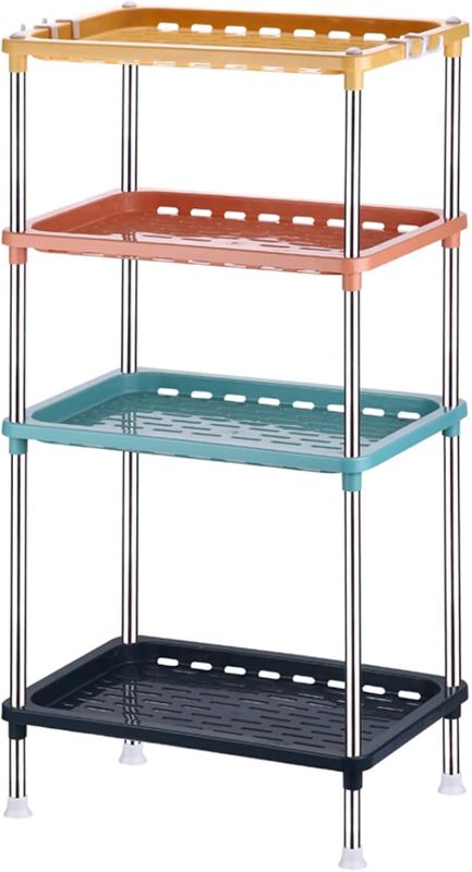 Photo 1 of 4-Tier Multicolor Plastic Storage Rack Easy Assembly Space Saving for Kitchen,Laundry Room,Bathroom