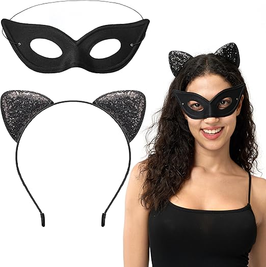 Photo 1 of Black Cat Masquerade Mask and Glitter Cat Ears Headband, 2PCS Black Cat Costume Accessories set for kids Adults Halloween Cosplay, Dress Up Party Outfits Props
&&
Makeup Brush Case Travel Makeup Brush Holder Large Makeup Brush Bag Professional Cosmetic Ba