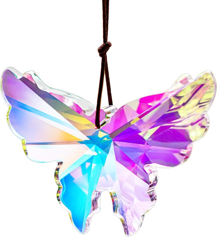 Photo 1 of Crystal Hanging Butterfly Prism Suncatcher,Rainbow Glass Butterfly Sun Catcher,AB Prism Hanging Crystals for Window Garden Home Christmas Decor