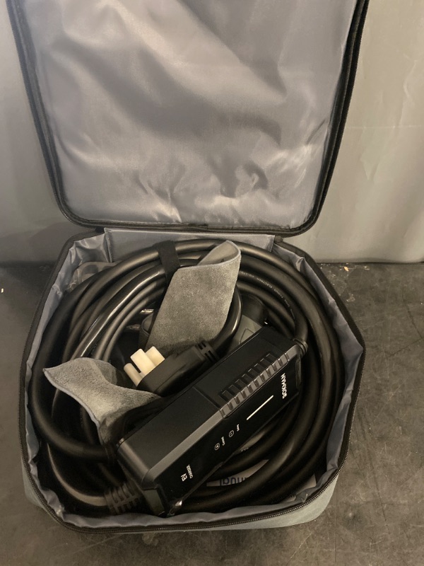 Photo 2 of bokman Portable Level 2 EV Charger (240V, 32A) with 25ft Charging Cable and NEMA 14-50 for SAE-J1772 Electric Vehicles Current Adjustable and Reservation Charging Function (NOT for Tesla)