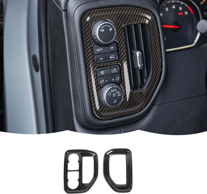 Photo 1 of Carbon Fiber Dashboard Side Air Vent AC Outlet Cover Trim Decoration Interior Accessories for Chevrolet Silverado 2019-2022,for GMC Sierra 2019-2022