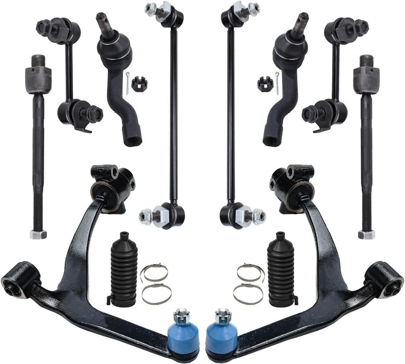 Photo 1 of Front 12pc Suspension Kit for 03-08 INFINITI FX35 FX45 2003 2004 2005 2006 2007 2008, 2 Lower Control Arms w/Ball Joints 4 Tie Rods 4 Front and Rear Sway Bars 2 Boots Replacement