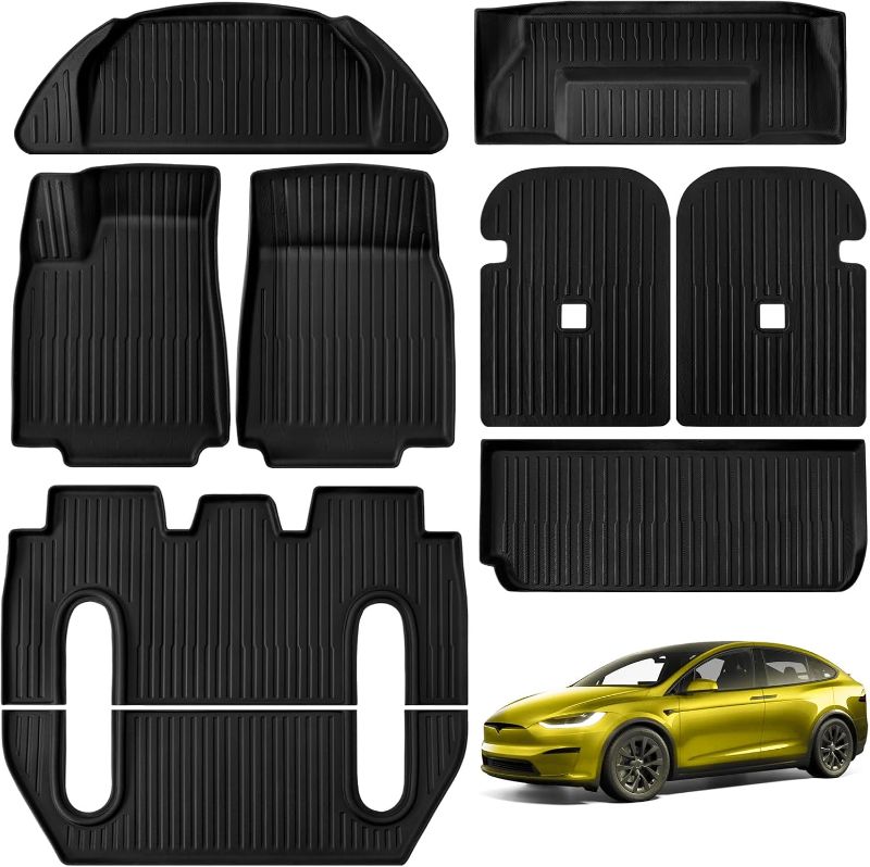 Photo 1 of Floor Mats for Tesla Model X 6 Seater 2024 2023 2022 Full Set 10Pcs All Weather Model X Floor Mat for Tesla Model X Accessories 2024 2023 2022