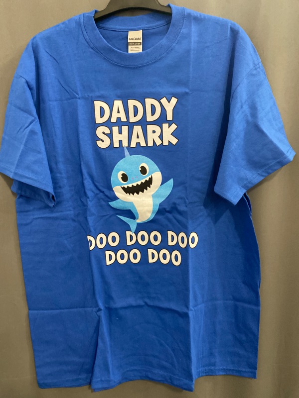 Photo 1 of Large Adult Custom Shirt Daddy Shark Shirt Blue