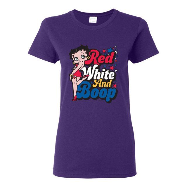 Photo 1 of 4XL Wild Bobby Betty Boop Red White and Boop Betty Boop Womens T-Shirt, Purple