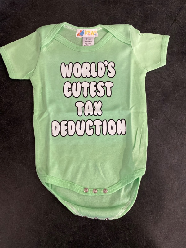 Photo 1 of 0/6 months Infant Clothing, "World's Cutest Tax Deduction" Green