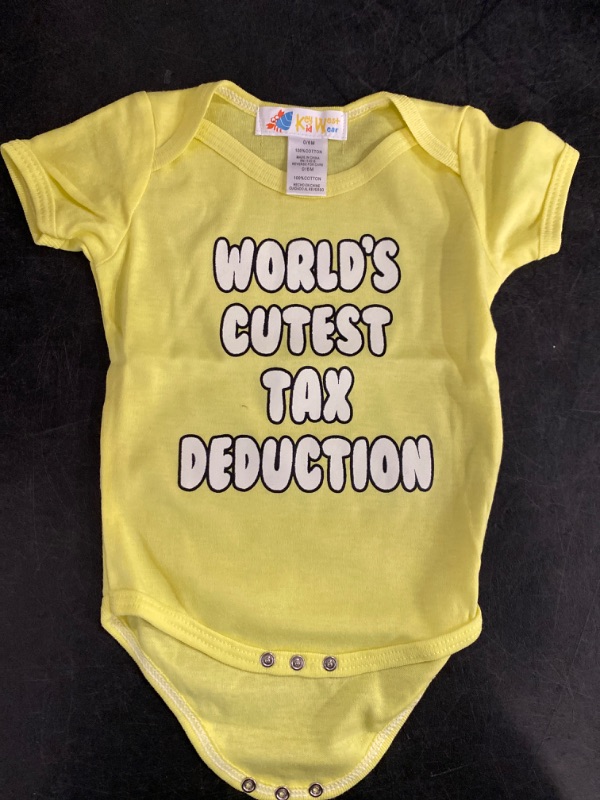 Photo 1 of 0/6 months Infant Clothing, "World's Cutest Tax Deduction" Yellow