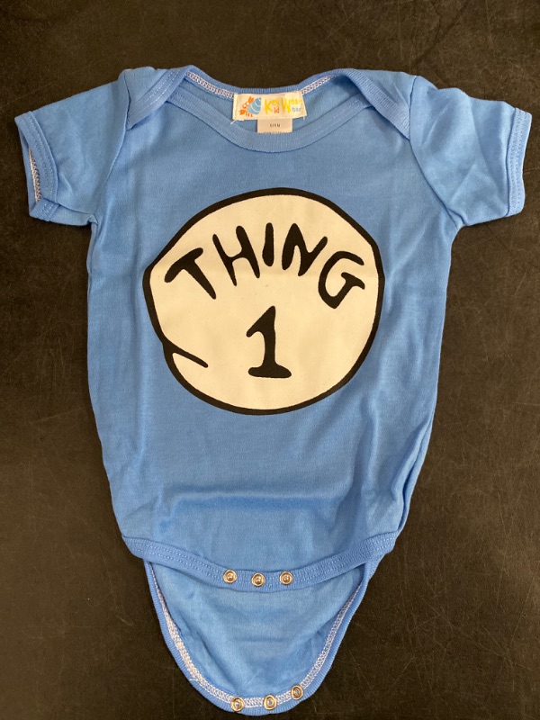 Photo 1 of 6 Months Thing 1 Baby Onesie Blue 