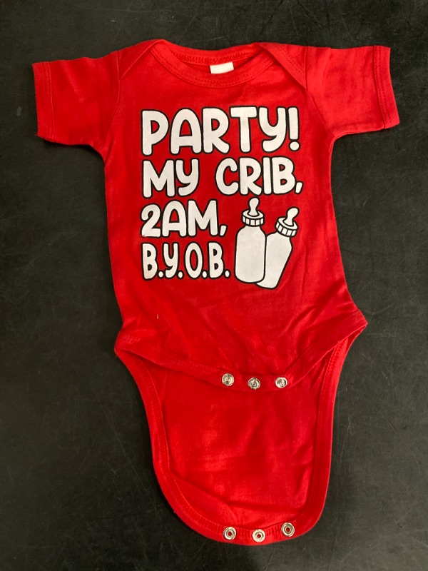 Photo 1 of 0-3 months Party at my Crib Onesie Baby Red