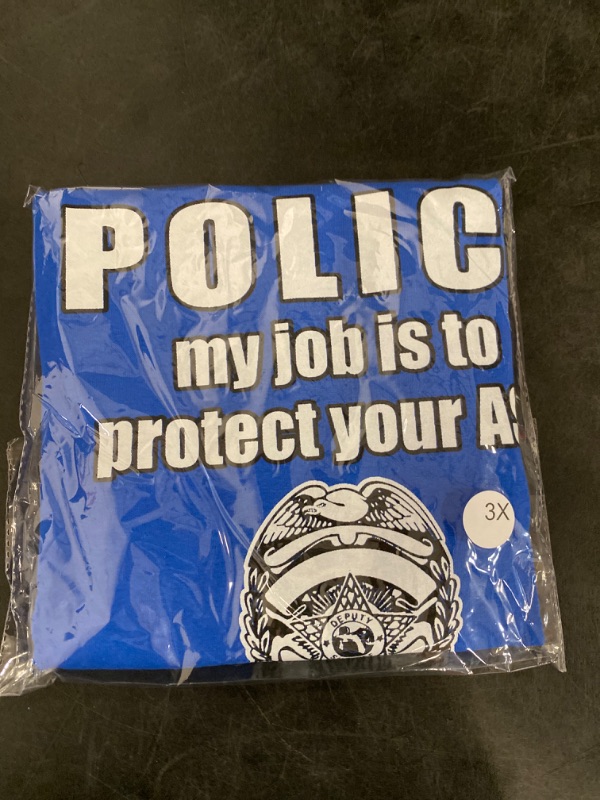 Photo 2 of 3XL Police Meme T-Shirt Blue