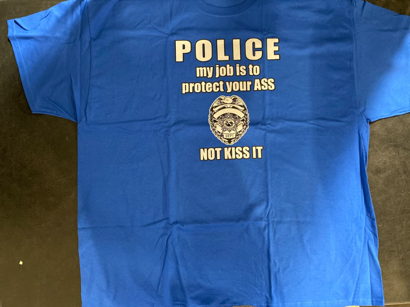 Photo 1 of 3XL Police Meme T-Shirt Blue