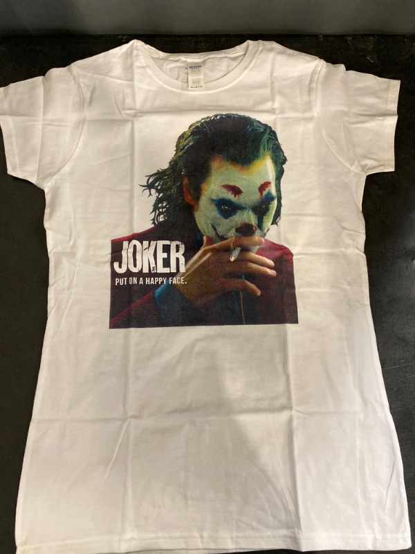 Photo 1 of Women's Large joker Smoking T-Shirt White Heavy Cotton