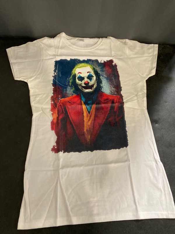 Photo 1 of Large Joker Short Sleeve White T-Shirt Heavy Cotton