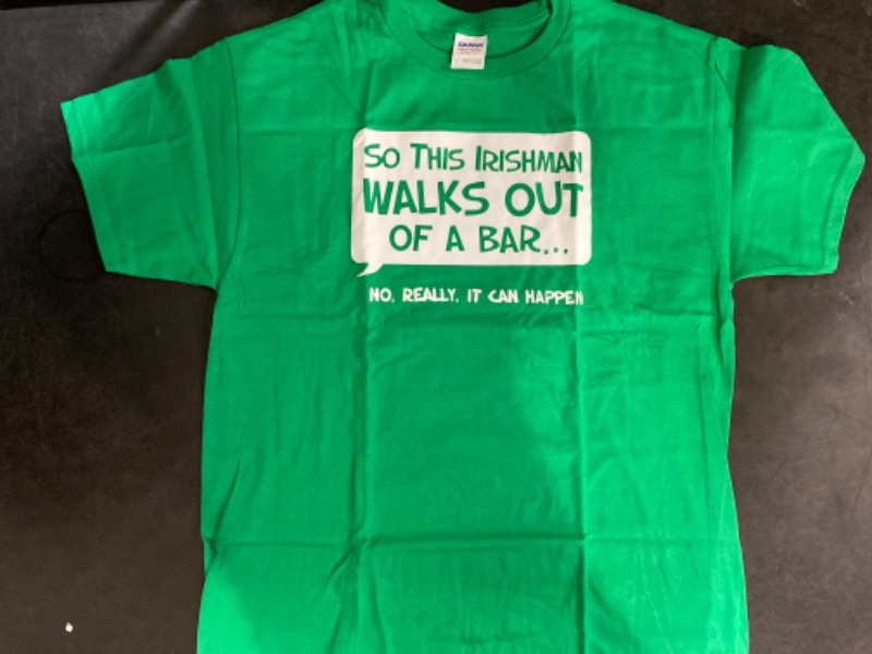 Photo 2 of Large T-Line Men's Humor Irishman Walks Out Of A Bar T-Shirt