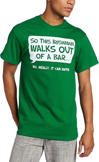 Photo 1 of Large T-Line Men's Humor Irishman Walks Out Of A Bar T-Shirt