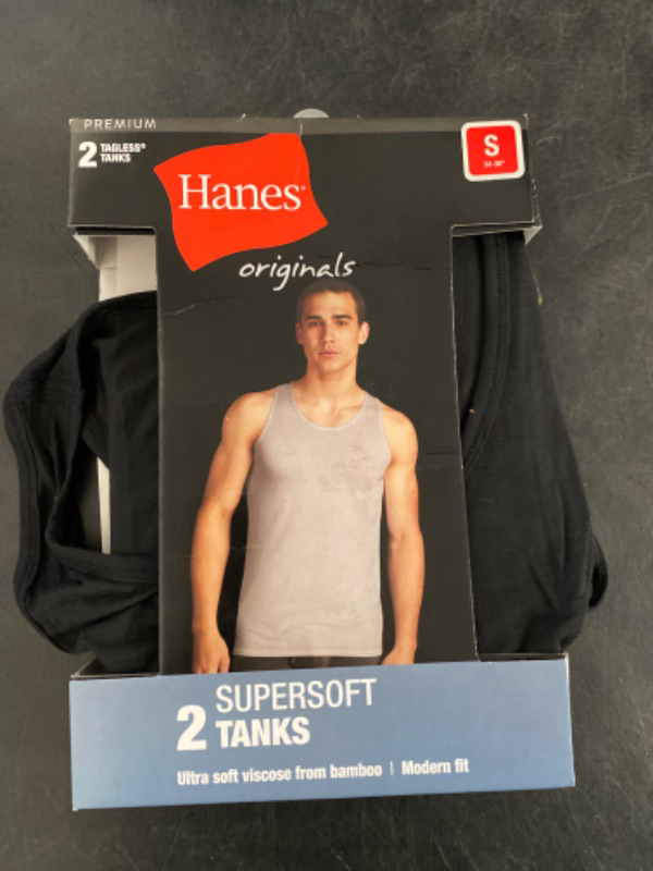 Photo 2 of Small Hanes Originals Premium Men's SuperSoft Sleeveless Crewneck Tank Undershirt 2pk - Taupe/Black