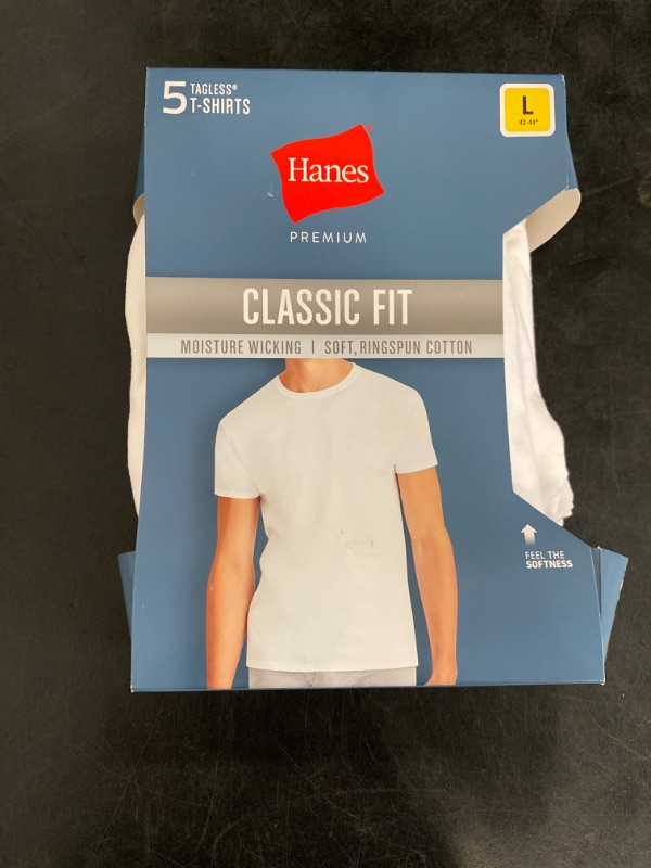 Photo 3 of (L) Hanes Premium Men's Short Sleeve Crewneck T-Shirt 5pk - White