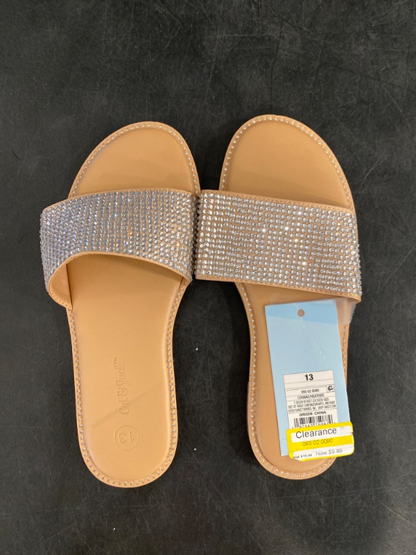 Photo 2 of Size 13 Kids’ Heather Rhinestone Slide Sandals – Cat & Jack™ Light Brown