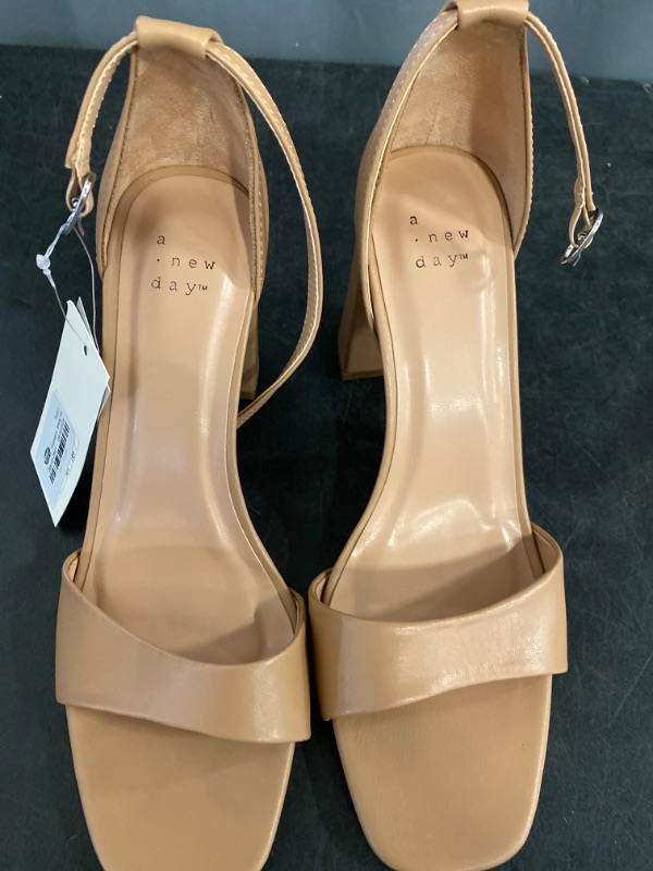 Photo 2 of Size 9-1/2 A New Day Beige Ema Block Heels Open