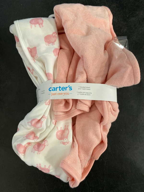 Photo 2 of Carter's Just One You® Baby Girls' Sheep Hooded Bath Towel - Pink