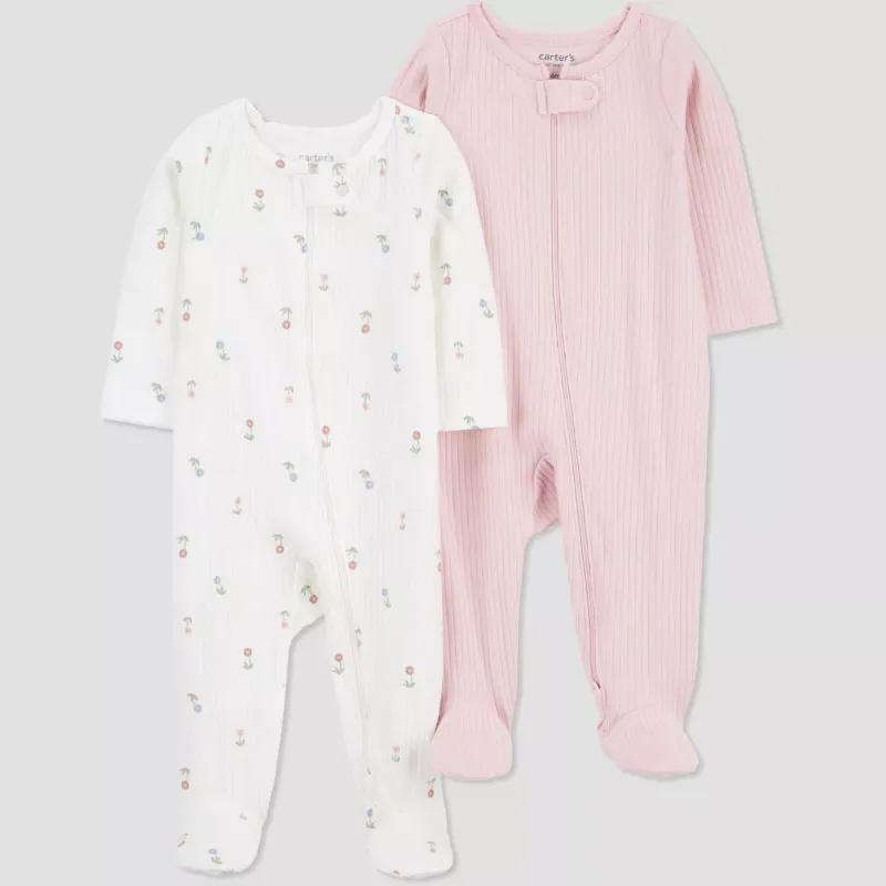 Photo 1 of 6 months Carter's Just One You® Baby Girls' 2pk Floral Sleep N' Play - Pink/Ivory