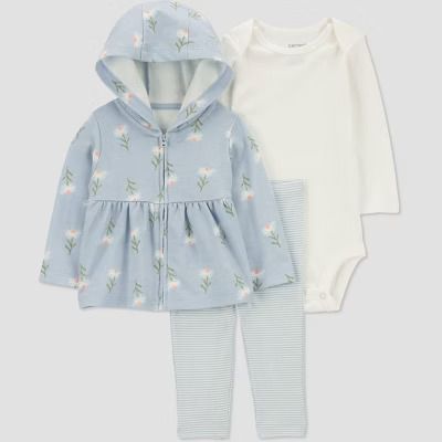 Photo 1 of 9M Carter's Just One You® Baby Girls' Floral Top & Bottom Set - White/Blue