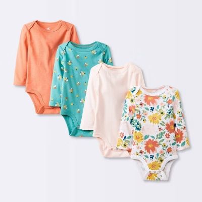 Photo 1 of NB-0M Baby Girls' 4pk Long Sleeve Bodysuit - Cloud Island