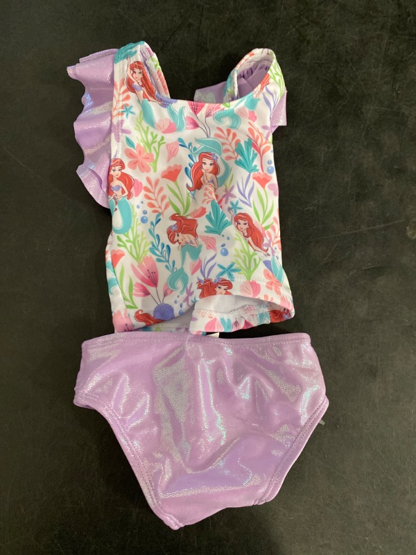 Photo 2 of 12M Toddler Girls' Disney Ariel Flutter Sleeve Tankini Set - Purple