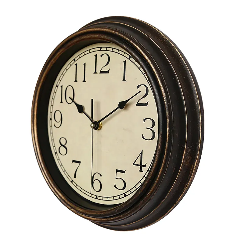 Photo 1 of 12 Inch Wall Clocks Battery Operated Silent Non-Ticking Wall Clock Vintage Retro Style Decorative for Living Room Office Kitchen (Bronze)