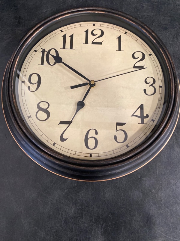 Photo 2 of 12 Inch Wall Clocks Battery Operated Silent Non-Ticking Wall Clock Vintage Retro Style Decorative for Living Room Office Kitchen (Bronze)