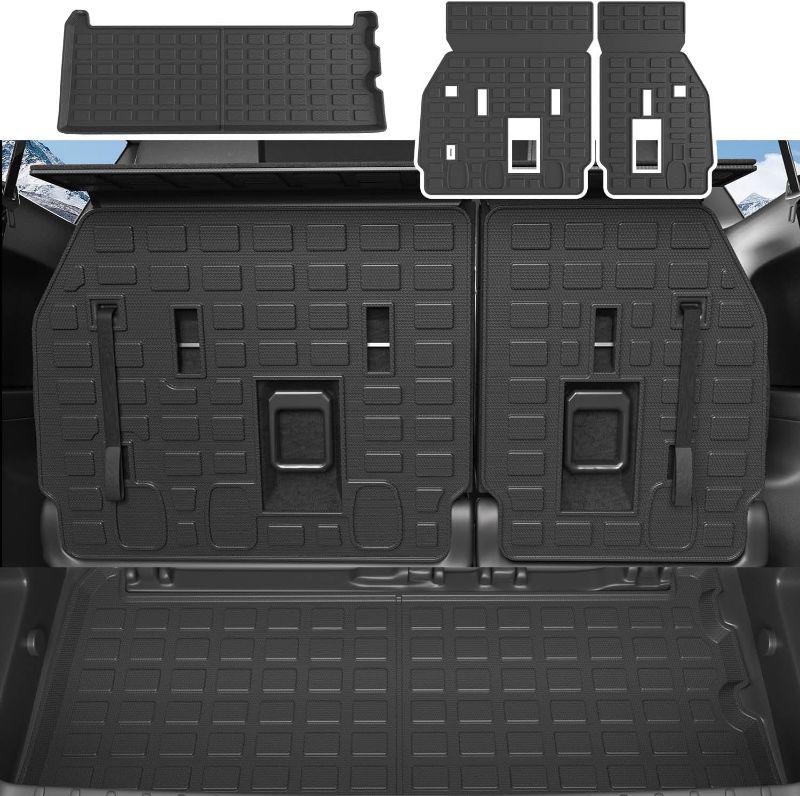 Photo 1 of Cargo Mat Backrest Mat Compatible with 2021-2024 Toyota Sienna 7&8 Passenger W/O Spare Tire TPE Cargo Liner Replacement for 2021-2024 Toyota Sienna Accessories (Cargo Mat+Backrest Mat)