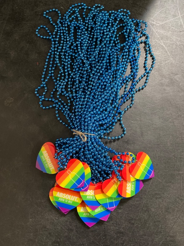 Photo 1 of 25 LGBTQ Beads Blue Absolute Vodka Necklaces